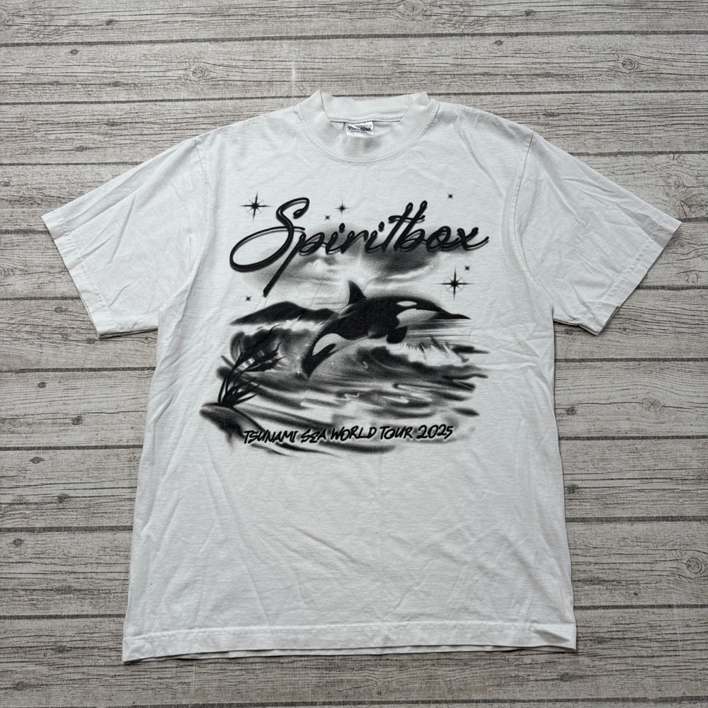 Spiritbox T-Shirt Men's Medium White Orca Whale Shark Super Max Heavy Shaka Wear